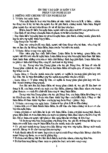 Tài liệu ôn thi vào Lớp 10 môn Ngữ văn - Phần văn nghị luận