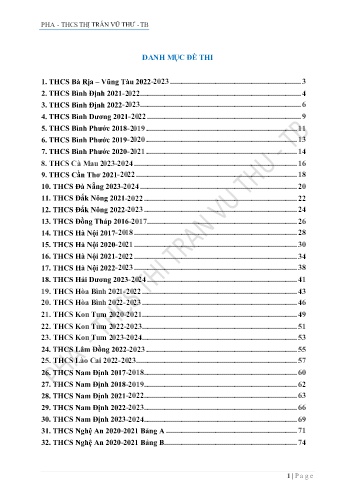50 Đề thi học sinh giỏi Tin học cấp THCS - Trường THCS Thị trấn Vũ Thư