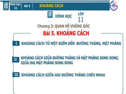 Bài giảng Hình học Lớp 11 - Bài 5: Khoảng cách - Trường THPT Đoàn Kết