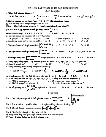 Bài tập ôn tập Toán Lớp 10 - Đề 1+2 - Trường THPT Mỹ Lộc