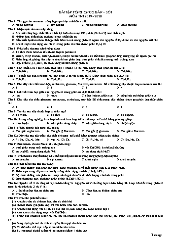 Bài tập ôn thi Hóa học Lớp 12 - Năm học 2019-2020 - Trường THPT Nghĩa Minh