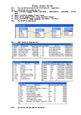 Bài tập Tin học Lớp 12 - Quản lý thư viện - Trường THPT Mỹ Lộc