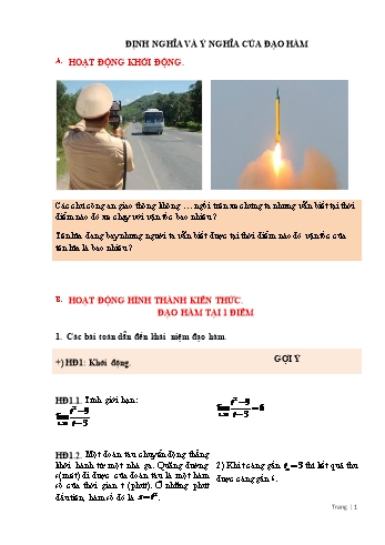 Bài tập Toán Lớp 11 - Định nghĩa và ý nghĩa của đạo hàm Bài tập Toán Lớp 11 - Định nghĩa và ý nghĩa của đạo hàm