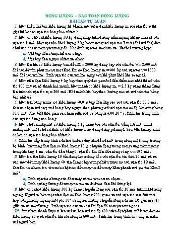 Bài tập tự học Vật lí Lớp 10 - Động lượng, bảo toàn động lượng - Trường THPT Mỹ Lộc