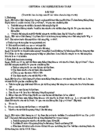 Bài tập Vật lí Lớp 10 - Chương 4: Các định luật bảo toàn - Trường THPT Trần Hưng Đạo
