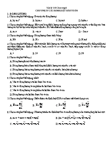 Bài tập Vật lí Lớp 10 - Chương 4: Các định luật bảo toàn - Trường THPT Nghĩa Minh