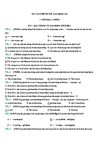 Bài tập Vật lí Lớp 12 - Chuyên đề: Dao động cơ - Trường THPT Trần Hưng Đạo