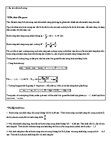 Bài tập Vật lí Lớp 12 - Sự tán sắc ánh sáng - Trường THPT Trần Hưng Đạo (Có hướng dẫn và đáp số)