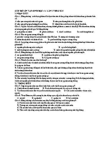 Câu hỏi ôn tập Sinh học Lớp 12 (Lần 2) - Trường THPT Mỹ Lộc