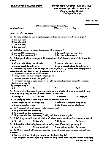 Đề thi giữa học kì 1 Sinh học Lớp 11 - Mã đề: 485 - Năm học 2018-2019 - Trường THPT B Nghĩa Hưng (Có đáp án) Đề thi giữa học kì 1 Sinh học Lớp 11 - Mã đề: 485 - Năm học 2018-2019 - Trường THPT B Nghĩa Hưng (Có đáp án)