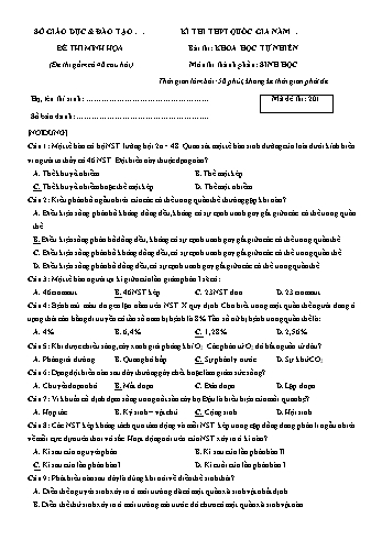 Đề thi minh họa kì thi TPT Quốc gia môn Khoa học tự nhiên - Phần: Sinh học - Mã đề: 201 - Năm học 2019-2020
