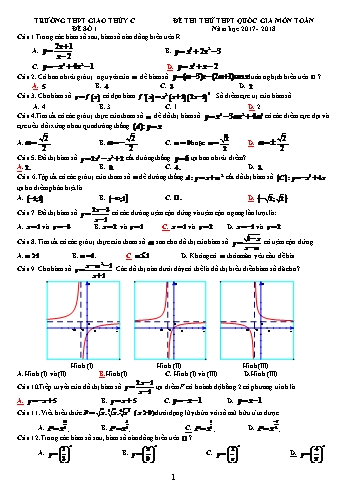 Đề thi thử THPT Quốc gia môn Toán - Đề số 1 - Năm học 2017-2018 - Trường THPT Giao Thủy C (Có đáp án)