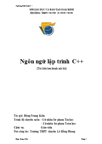 Giáo trình Ngôn ngữ lập trình C++ - Trường THPT chuyên Lê Hồng Phong