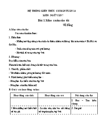 Hệ thống kiến thức Ngữ văn Lớp 7 - Tuần 14 - Phạm Quốc Doanh