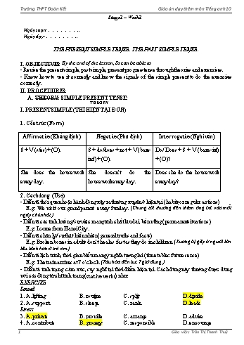 Kế hoạch bài dạy buổi chiều Tiếng Anh Lớp 10 - Trần Thị Thanh Thủy
