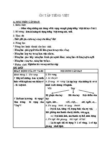 Kế hoạch bài dạy Ngữ văn Lớp 8 - Ôn tập Tiếng Việt - Nguyễn Thị Huế