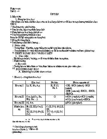 Kế hoạch bài dạy ôn tập hè Hóa học Lớp 10 - Trường THPT Đoàn Kết