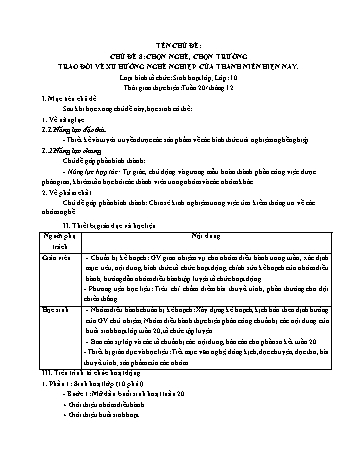 Kế hoạch bài dạy Sinh hoạt lớp Lớp 10 - Tuần 20 - Trường THPT Đoàn Kết Kế hoạch bài dạy Sinh hoạt lớp Lớp 10 - Tuần 20 - Trường THPT Đoàn Kết