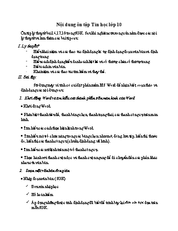 Nội dung ôn tập Tin học Lớp 10 - Trường THPT Nghĩa Minh