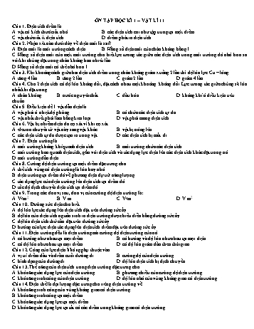Ôn tập học kì 1 Vật lí Lớp 11 - Trường THPT Đoàn Kết