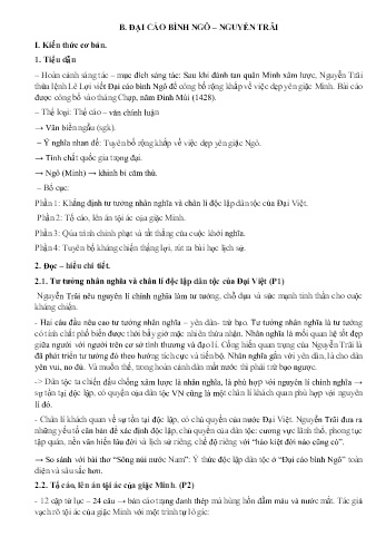 Ôn tập Ngữ văn Lớp 10 - Văn bản: Đại cáo Bình Ngô
