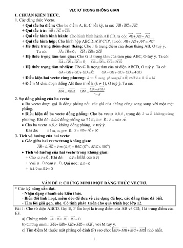 Ôn tập Toán Lớp 11 - Vectơ trong không gian