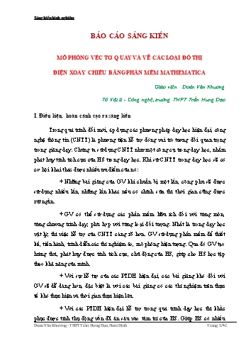 Sáng kiến kinh nghiệm Mô phỏng véc tơ quay và vẽ các loại đồ thị điện xoay chiều bằng phần mềm Mathematica Sáng kiến kinh nghiệm Mô phỏng véc tơ quay và vẽ các loại đồ thị điện xoay chiều bằng phần mềm Mathematica