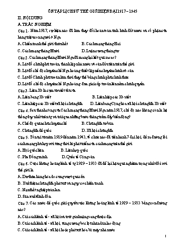 Tài liệu ôn tập Lịch sử Lớp 11 - Lịch sử thế giới hiện đại 1917-1945