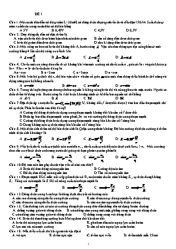 Trắc nghiệm Vật lí Lớp 12 - Đề 1 - Trường THPT An Phúc
