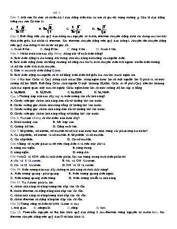 Trắc nghiệm Vật lí Lớp 12 - Đề 7 - Trường THPT An Phúc (Có đáp án)