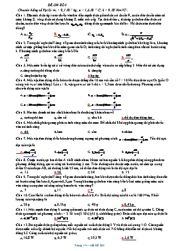 Trắc nghiệm Vật lí Lớp 12 - Đề ôn số 3 - Trường THPT An Phúc (Có đáp án) Trắc nghiệm Vật lí Lớp 12 - Đề ôn số 3 - Trường THPT An Phúc (Có đáp án)