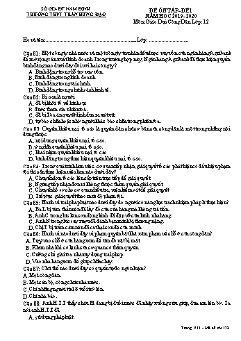 2 Đề ôn tập Giáo dục công dân Lớp 12 - Trường THPT Trần Hưng Đạo