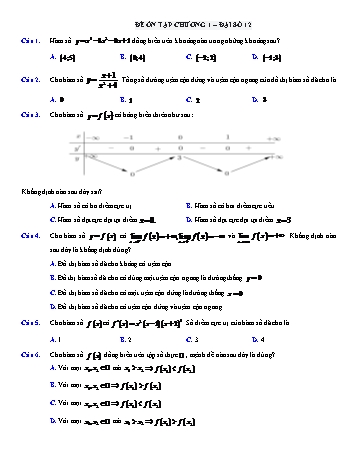Bài luyện tập Toán Lớp 12 - Chương 1 - Trường THPT Vũ Văn Hiếu