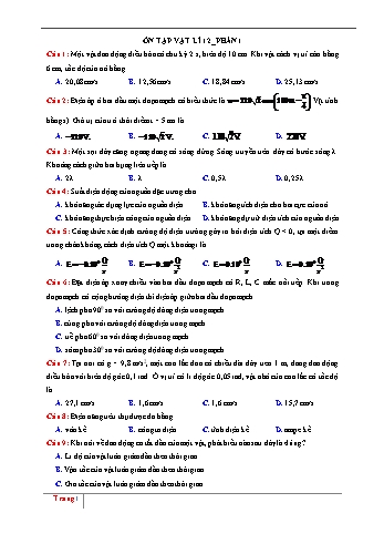 Bài luyện tập Vật lí Lớp 12 (Phần 1) - Trường THPT Vũ Văn Hiếu (Có đáp án)