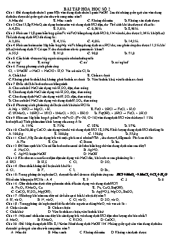 Bài tập Hóa học Lớp 10 (Đợt 2) - Đề số 2 - Trường THPT Trần Hưng Đạo