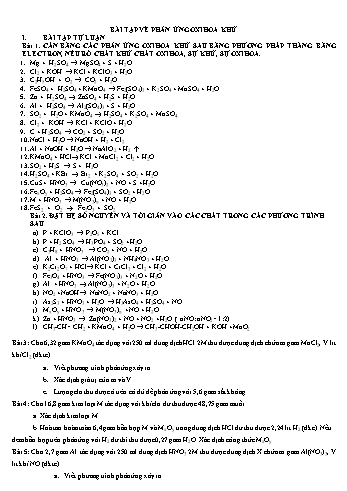 Bài tập Hóa học Lớp 10 (Đợt 2) - Phản ứng oxi hóa khử - Trường THPT Trần Hưng Đạo (Có đáp án)