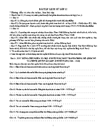 Bài tập Lịch sử Lớp 12 - Bài 21+22 - Trường THPT Trần Hưng Đạo