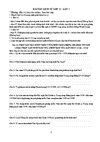 Bài tập Lịch sử Lớp 12 - Bài 23+24 - Trường THPT Trần Hưng Đạo