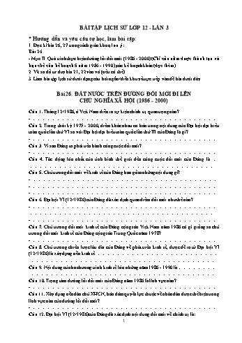 Bài tập Lịch sử Lớp 12 - Bài 26+27 - Trường THPT Trần Hưng Đạo