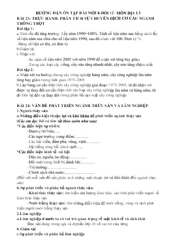 Bài tập ôn tập Địa lí Lớp 12 - Trường THPT Trực Ninh