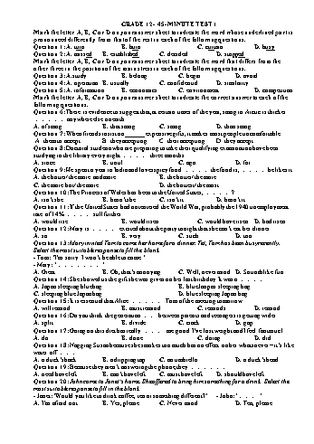 Bài tập Tiếng Anh Lớp 12 - Trường THPT Vũ Văn Hiếu