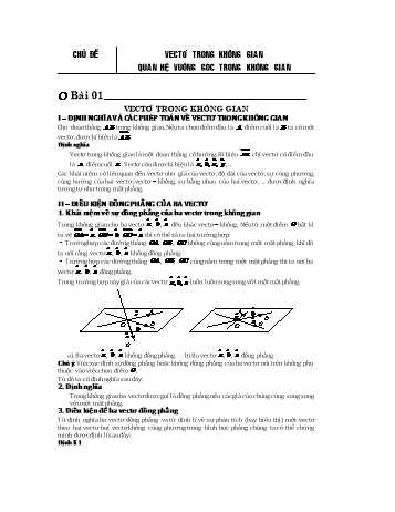 Bài tập Toán Lớp 11 - Chủ đề: Vecto trong không gian. Quan hệ vuông góc trong không gian - Trường THPT Trực Ninh