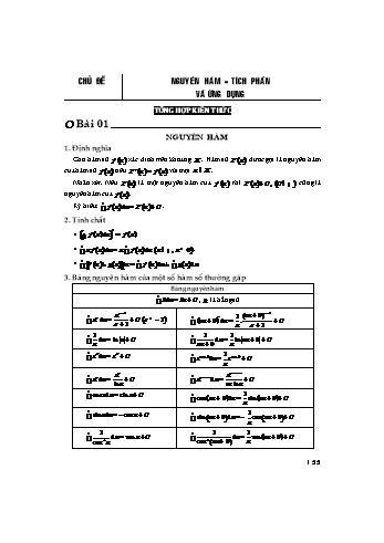 Bài tập Toán Lớp 12 - Chủ đề: Nguyên hàm. Tích phân và ứng dụng - Trường THPT Trực Ninh