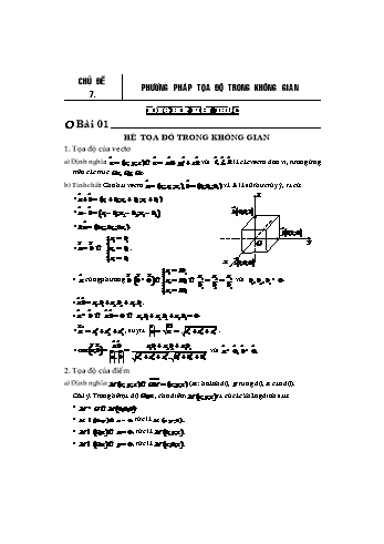 Bài tập Toán Lớp 12 - Chủ đề: Phương pháp tọa độ trong không gian (Phần 1) - Trường THPT Trực Ninh
