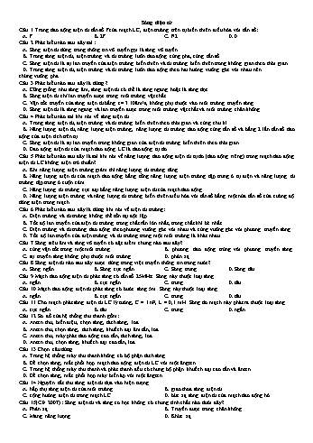 Bài tập tự luyện môn Vật lí Lớp 12 - Sóng điện từ - Trường THPT Trực Ninh