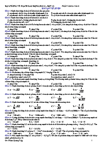 Bài tập tự luyện Vật lí Lớp 12 - Mạch dao động - Trường THPT Trực Ninh