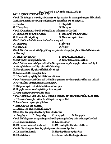 Bài tập về nhà Giáo dục công dân Lớp 10 - Trường THPT Vũ Văn Hiếu
