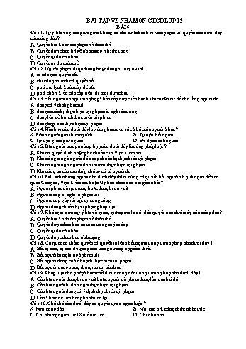 Bài tập về nhà Giáo dục công dân Lớp 12 - Bài 6 - Trường THPT Vũ Văn Hiếu