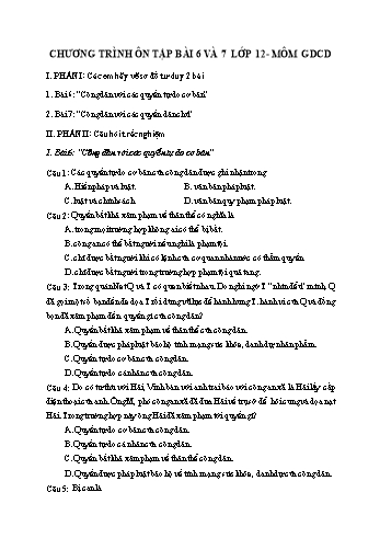 Chương trình ôn tập Giáo dục công dân Lớp 12 - Bài 6+7 - Trường THPT Trần Hưng Đạo