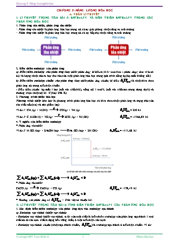 Chuyên đề Hóa học Lớp 12 - Chương 5: Năng lượng hóa học - Trường THPT Trực Ninh B